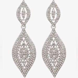 Fashion Rhinestone Crystal Wedding Earrings for Women Bridal Bridesmaid silver